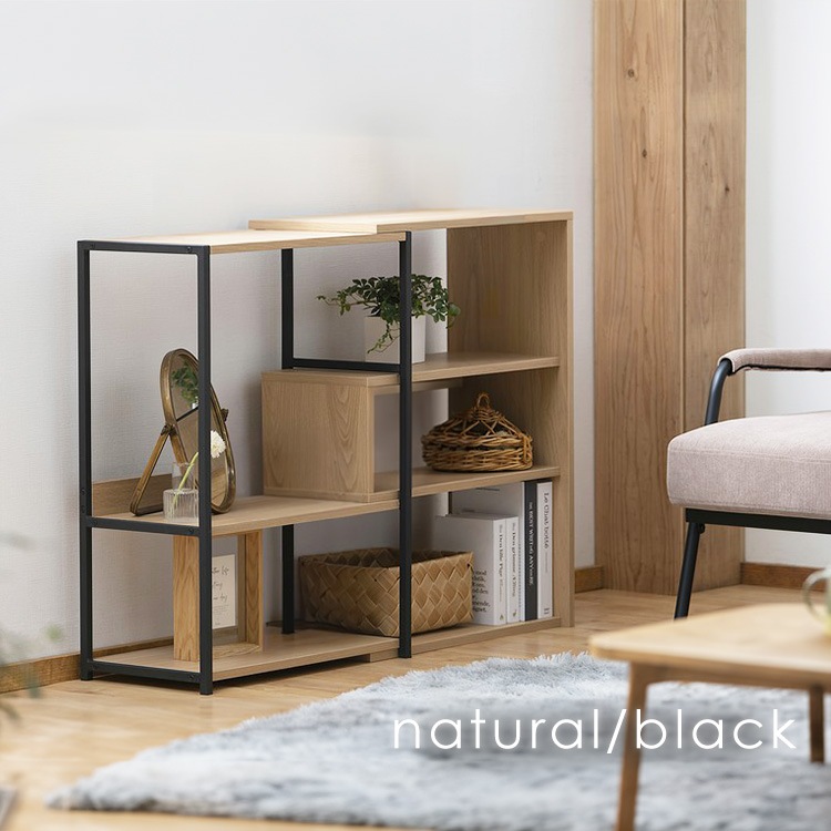 ラック オープンラック シェルフ ロータイプ ディスプレイラック 北欧棚 収納 リビング 魅せる収集 オープンシェルフ 本棚 食器棚 収納棚 木目調 スチール 木製 可動式 伸縮 4段 幅60cm 幅