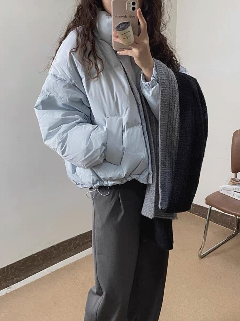 人気 冬 ダウンジャケット/コート レディース ジャケット ミルクブルーのダウンジャケットショート丈冬新小柄厚手シュークリームのパン生地 人気 冬 ダウンジャケット/コート レディース ジャケット ミルクブルーのダウンジャケットショート丈冬新小柄厚手シュークリームのパン生地