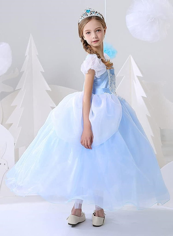 ハロウィン子供ドレス シンデレラ コスプレ 水色 女の子100 姫系 ロリータ