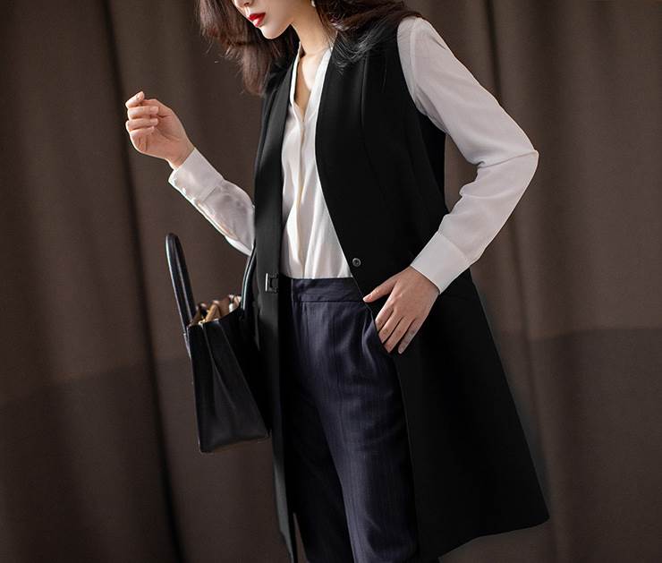 ベスト コート トップス スーツ ジレ ミディアム丈 袖なし Vネック スリム タイト ポケット 前開き 個性的 レディース カジュアル 上品 お洒落 かっこいい クール モード系 エレガント フォー ベスト コート トップス スーツ ジレ ミディアム丈 袖なし Vネック スリム タイト ポケット 前開き 個性的 レディース カジュアル 上品 お洒落 かっこいい クール モード系 エレガント フォー