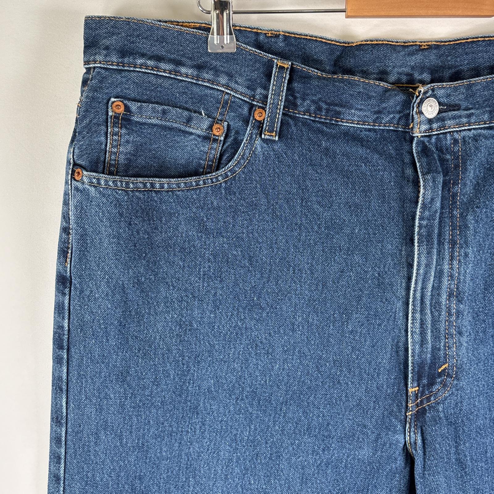 古着 デニムパンツ 550 テーパード 5ポケット ボタンフライ ジーパン ジップ 色落ち ヒゲ w44 L30 ブルー メンズ