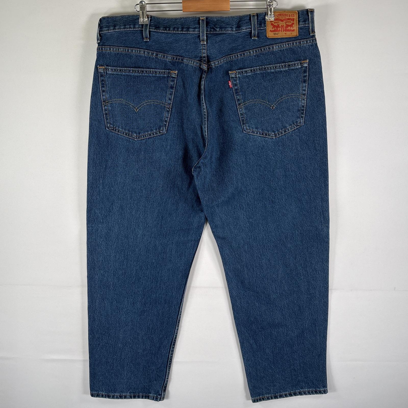 古着 デニムパンツ 550 テーパード 5ポケット ボタンフライ ジーパン ジップ 色落ち ヒゲ w44 L30 ブルー メンズ