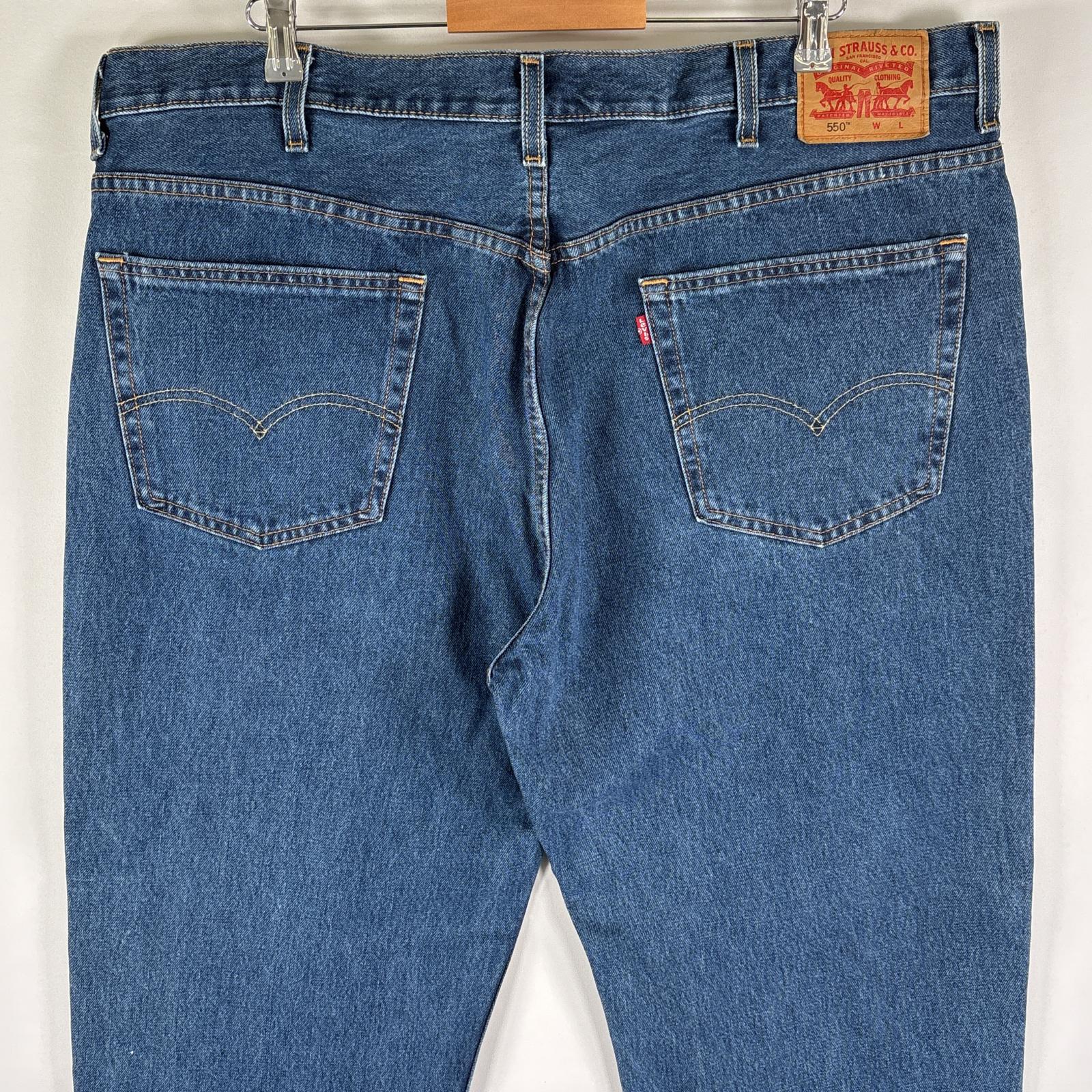 古着 デニムパンツ 550 テーパード 5ポケット ボタンフライ ジーパン ジップ 色落ち ヒゲ w44 L30 ブルー メンズ