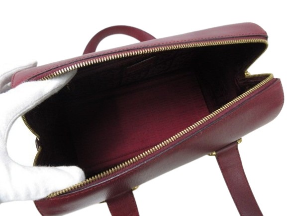 美品 Cartier カルティエ ハンドバッグ マストライン - ボルドー レザー レディース ゴールド金具【本物保証】