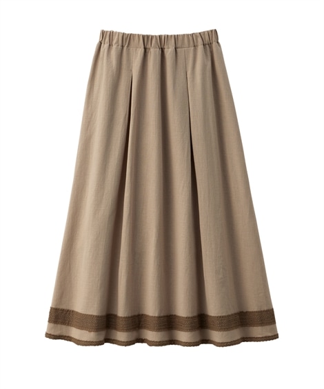 ロングスカート 綿麻レース使いタックスカート Otona Purete ロングスカート 綿麻レース使いタックスカート Otona Purete
