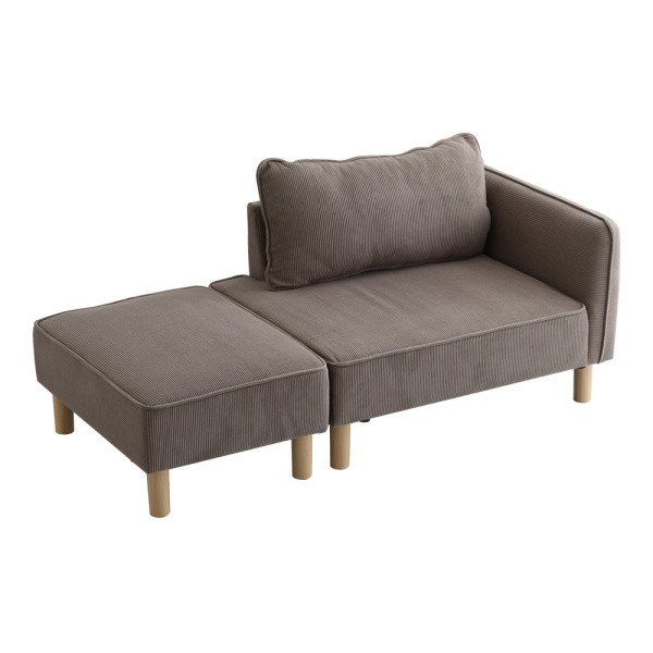 コーデュロイ カウチソファ オットマンセット コンパクトソファ 脚付 ローハイ兼用 組合せレイアウト フロア リビングチェア