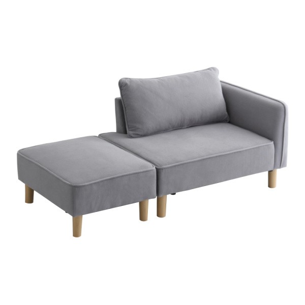 コーデュロイ カウチソファ オットマンセット コンパクトソファ 脚付 ローハイ兼用 組合せレイアウト フロア リビングチェア