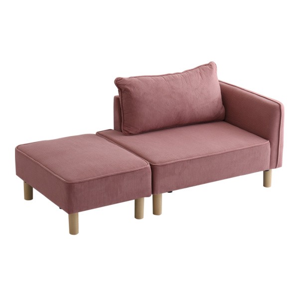 コーデュロイ カウチソファ オットマンセット コンパクトソファ 脚付 ローハイ兼用 組合せレイアウト フロア リビングチェア