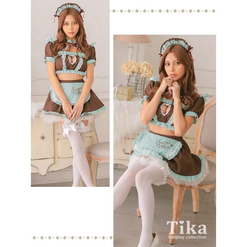ハロウィンコスプレ メイド服 レディース 大人 ブラウン ミント メイド コスプレ セクシー コスチューム