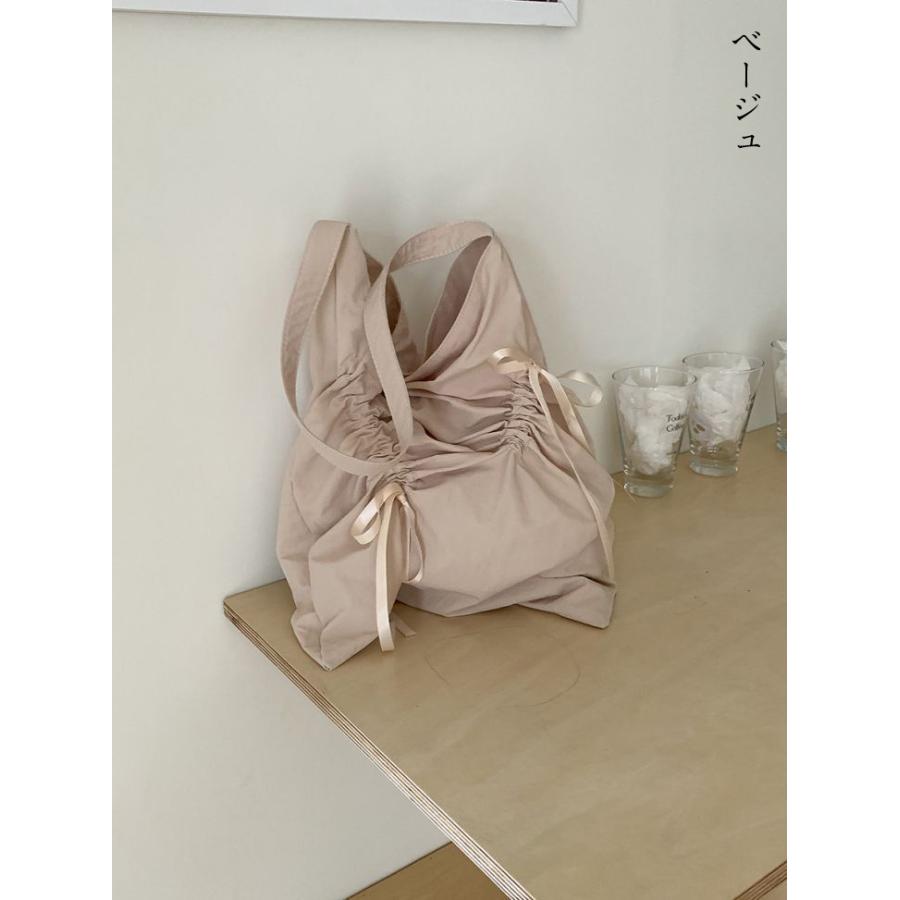 【韓国ins大人気】リボン付き ショルダーバッグ トートバッグ ドロスト 無地 2タイプ 大容量 韓国ファッション【akb406-592】【予約販売：15-20日】宅込