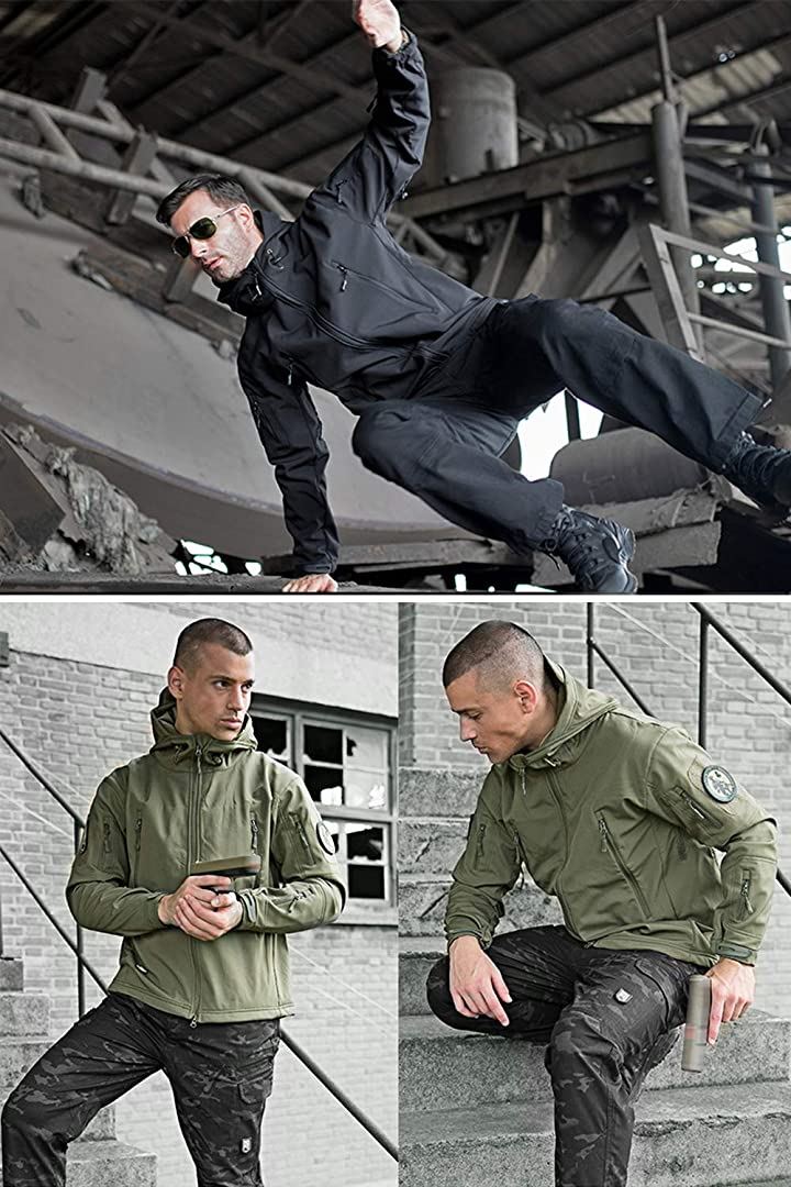 XXXL ミリタリー フード付 タクティカルジャケット ソフトシェル シャークスキン 多機能 軍用 TAD ジャンパー( グリーン, 3XL)