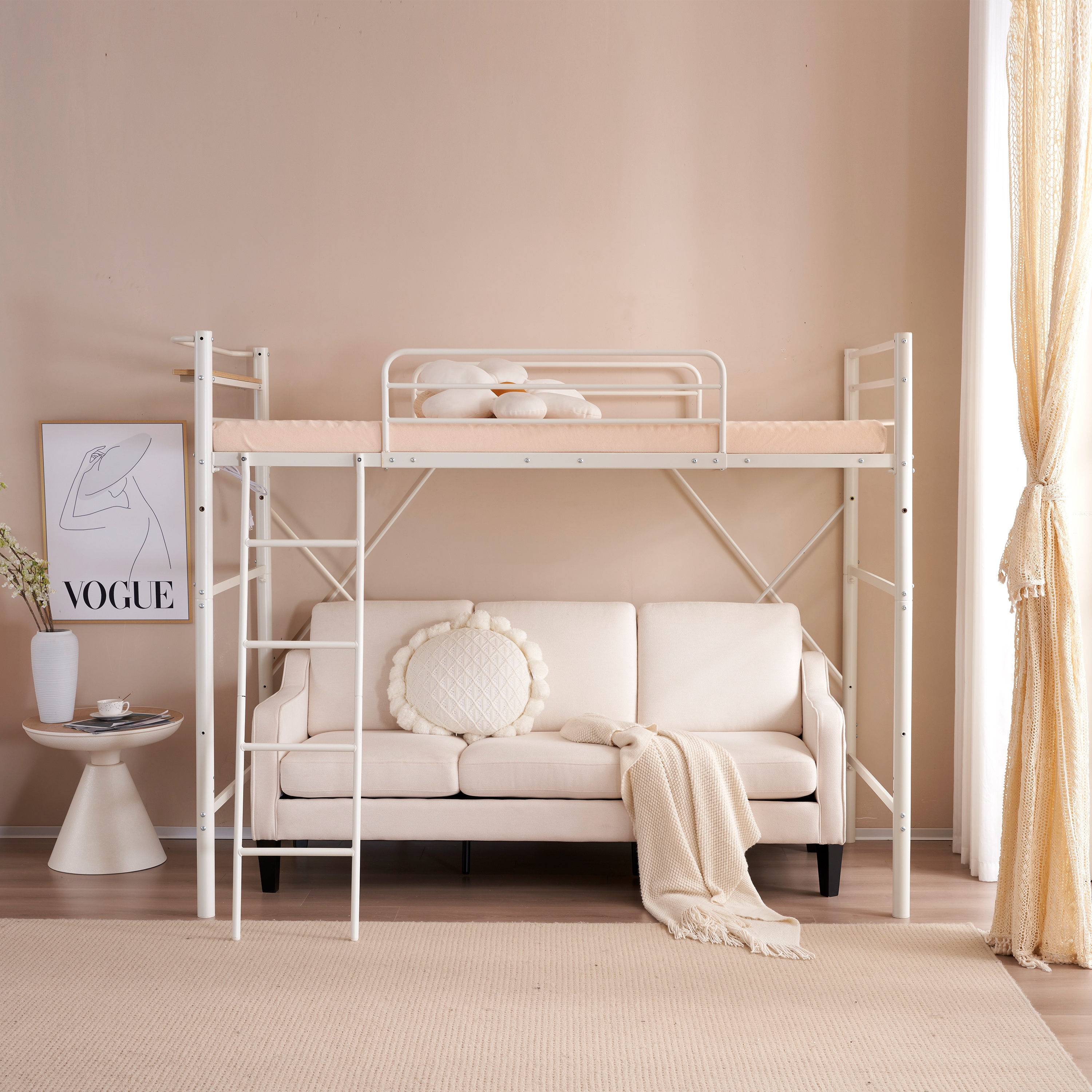 ロフトベッド シングル コンセント付き パイプベッド宮 ロフト北欧風二段ベッド ロフトベッド シングル コンセント付き パイプベッド宮 ロフト 二段