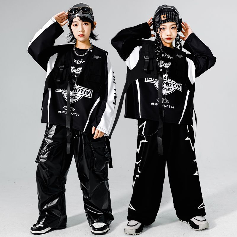 子供のヒップホップの街のダンスの公演服の男の子のhiphopのドラムの潮の服のベストのスーツの女の子は街の車の服を揚げます
