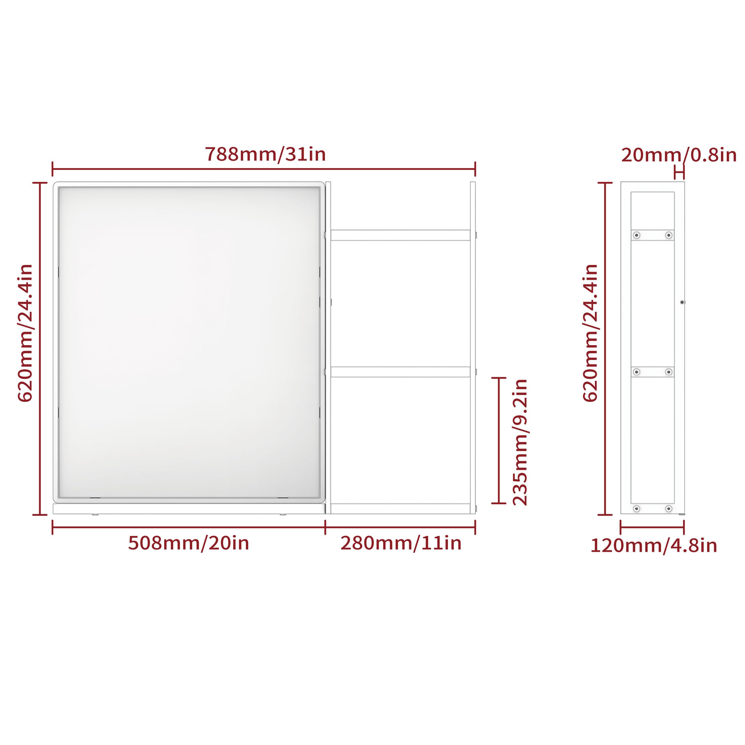 ANYHI バスルームミラー 壁用 31x24インチ マットブラックメタル モダンな長方形の壁ミラー 棚付き リビングルーム玄関に最適寝室