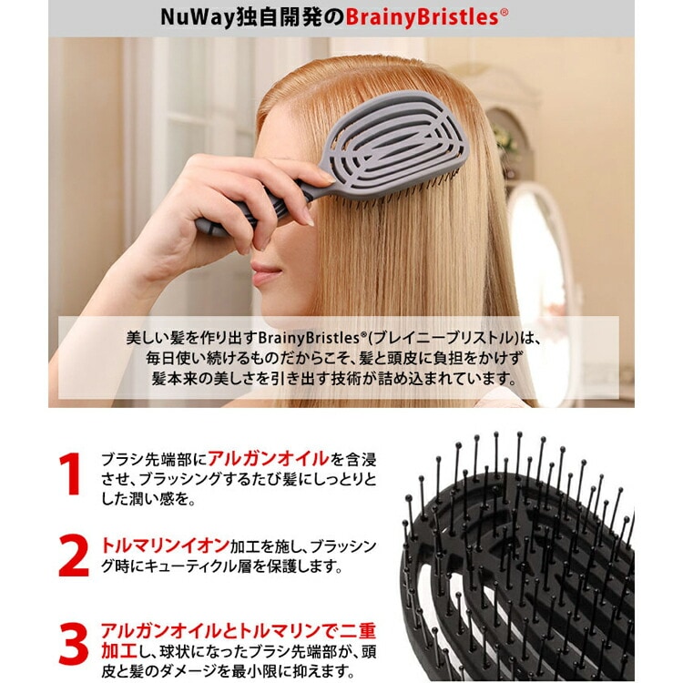 NuWay DoubleC Pro ニューウェイ ダブルCプロ ヘアブラシ くし ブラック グレー 通気性 ブロー プロ用 ディタングルブラシ プロ用美容室専門店 つや髪美肌研究SHOP