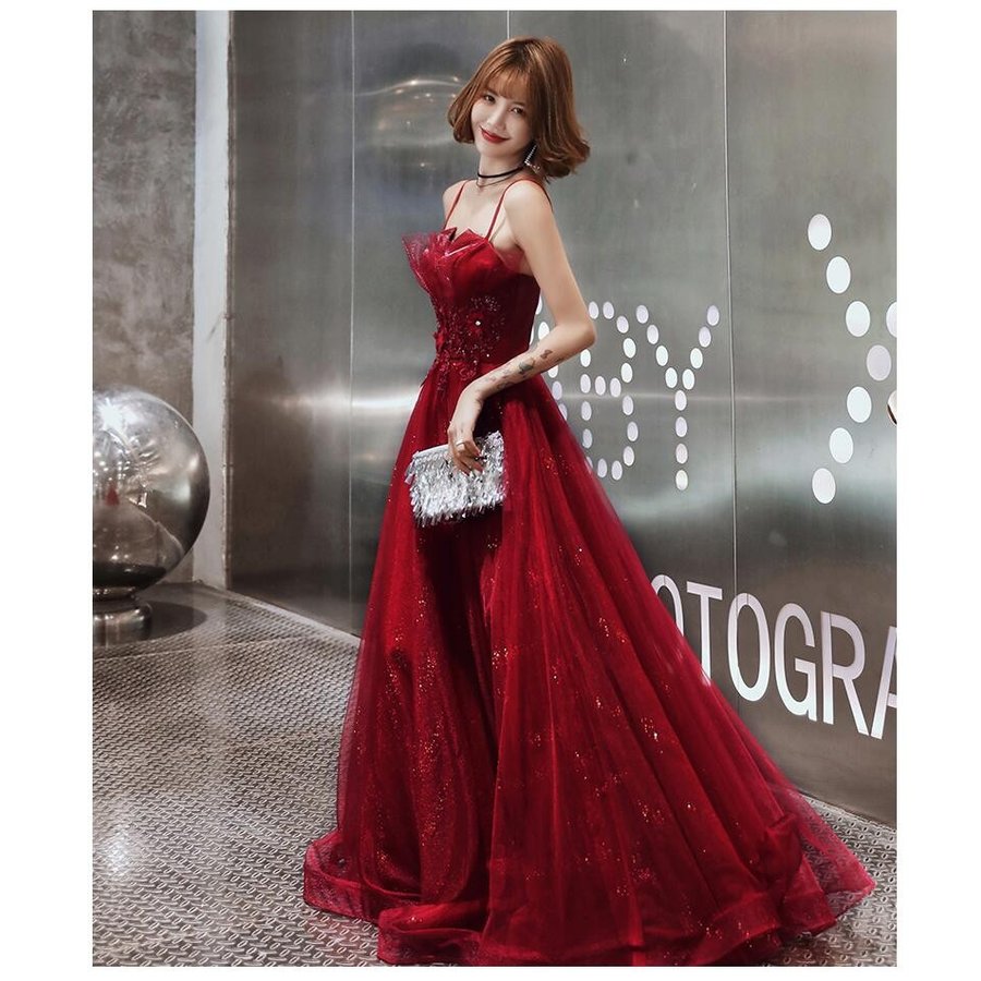 ロング丈ドレス ウエディングドレス 上品 大人 パーティードレス 結婚式 キャミソールワンピ 大きい