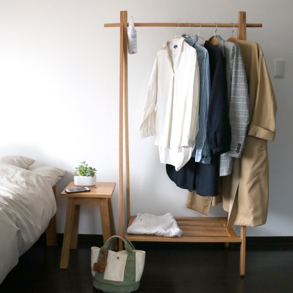 ハンガーラック 木製 天然木 オーク材 幅89cm