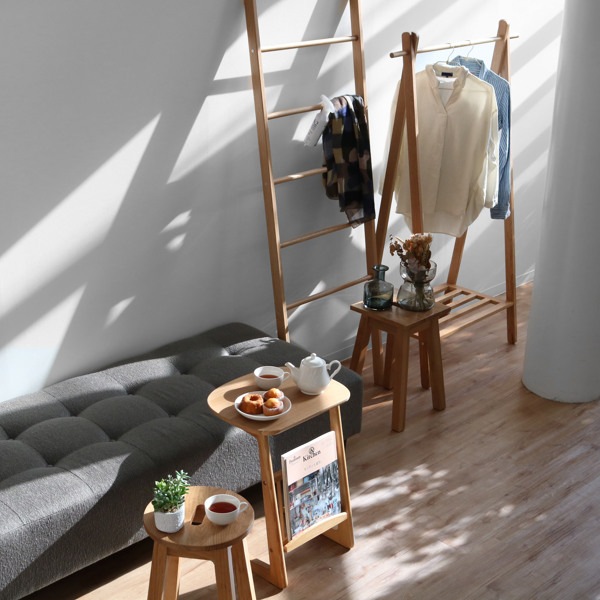 ハンガーラック 木製 天然木 オーク材 幅89cm