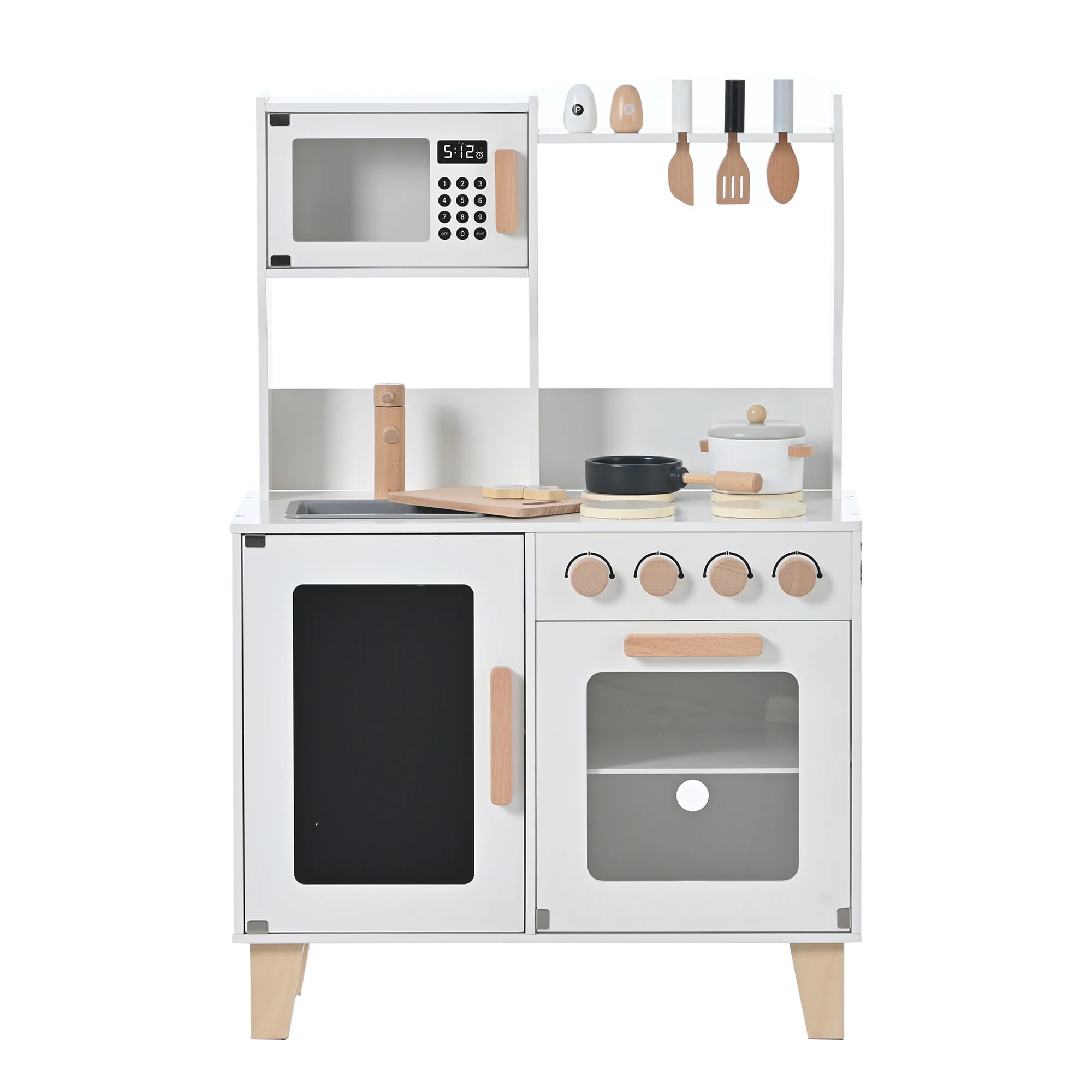 【安心保証】おままごと キッチン 木製 付属品付き ままごとセット 誕生日 台所 知育玩具 子供用 子供 収納 まねっこ コンロミニキッチン おもちゃ　キッチン キッズ ベビー プレゼント【ホワイト】