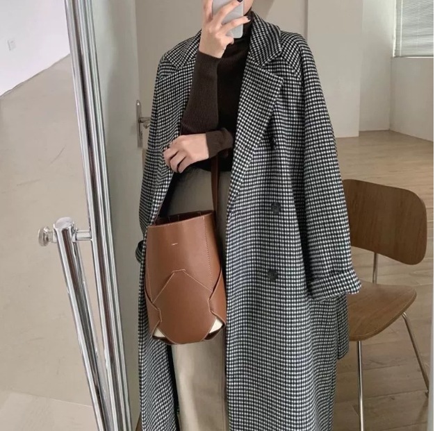 アウター レディース コート ロングコート トレンチコート ロング丈 細見え 膝下 長袖 襟付き ゆったり チェック 色っぽい セクシー エレガント きれいめ かわいい 大人女子 大人可愛い