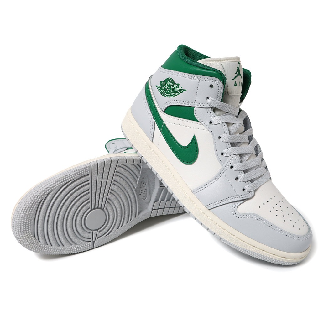 NIKE ナイキ エア ジョーダン ミッド スニーカー AIR JORDAN 1 MID Pure Platinum/Pine Green ( グレー 緑 グリーン メンズ DQ8426-142 )