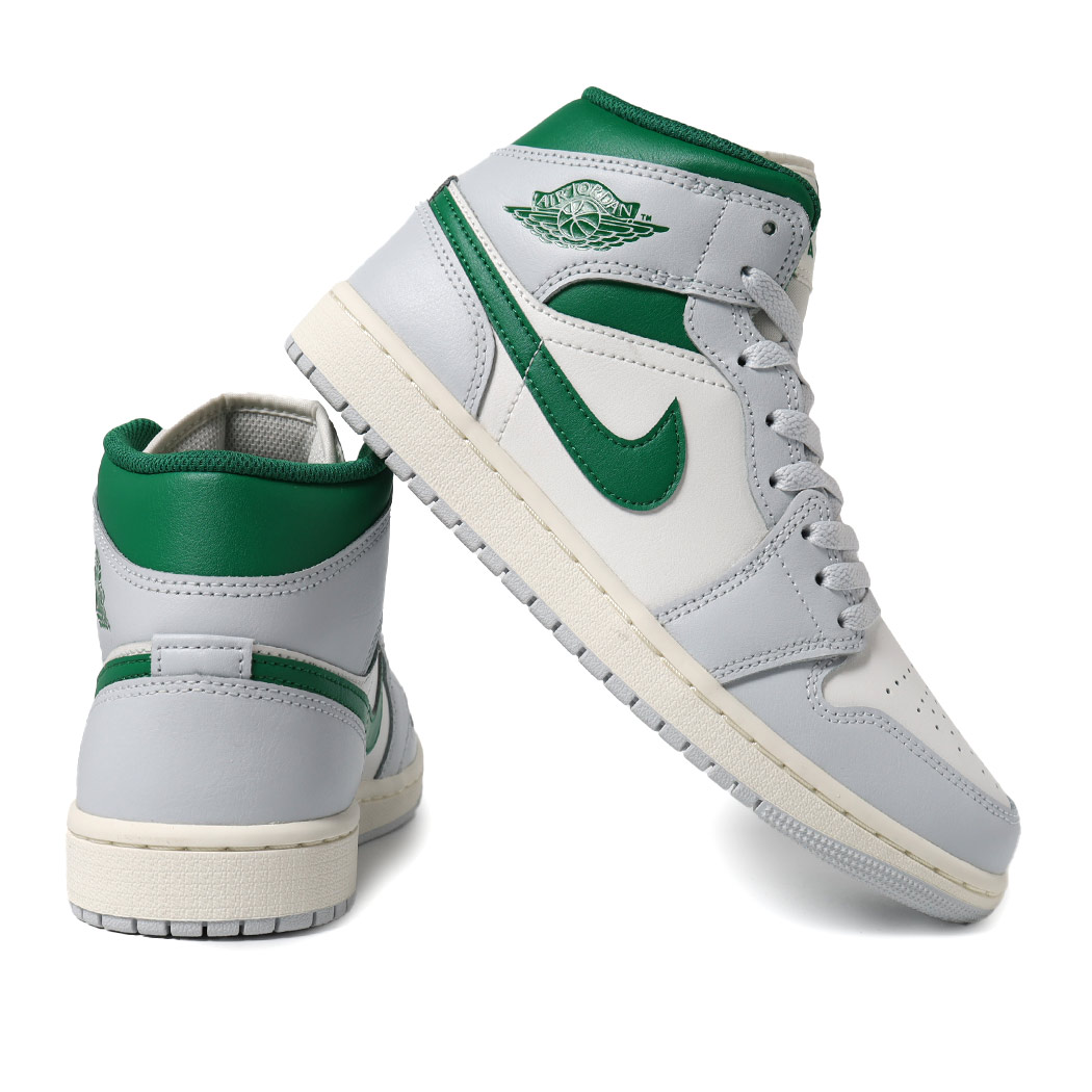 NIKE ナイキ エア ジョーダン ミッド スニーカー AIR JORDAN 1 MID Pure Platinum/Pine Green ( グレー 緑 グリーン メンズ DQ8426-142 )