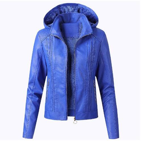ジャケット ライダースジャケット レディース レザージャケット 裏起毛 革ジャン 女性用 バイクジャケット フード付き 皮ジャケット 防寒