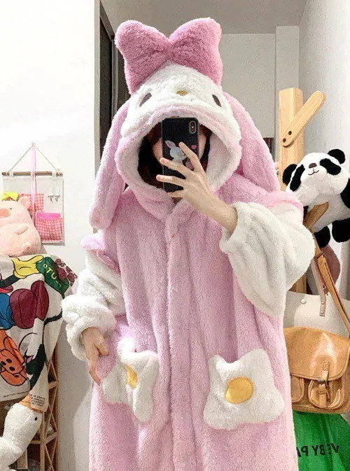 Qoo10] サンリオ パジャマ着 着ぐるみ 人気 モコモコ 長