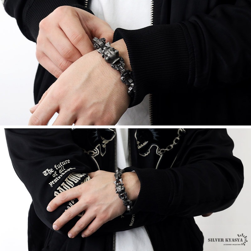 ステンレス ヒョウモチーフブレスレット [b575]