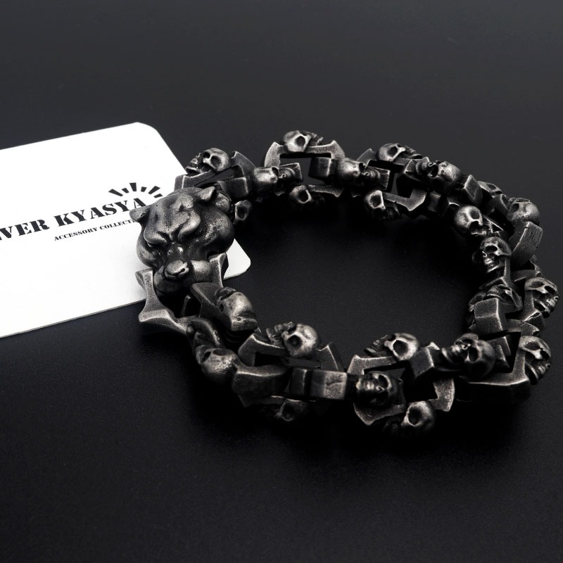 ステンレス ヒョウモチーフブレスレット [b575]