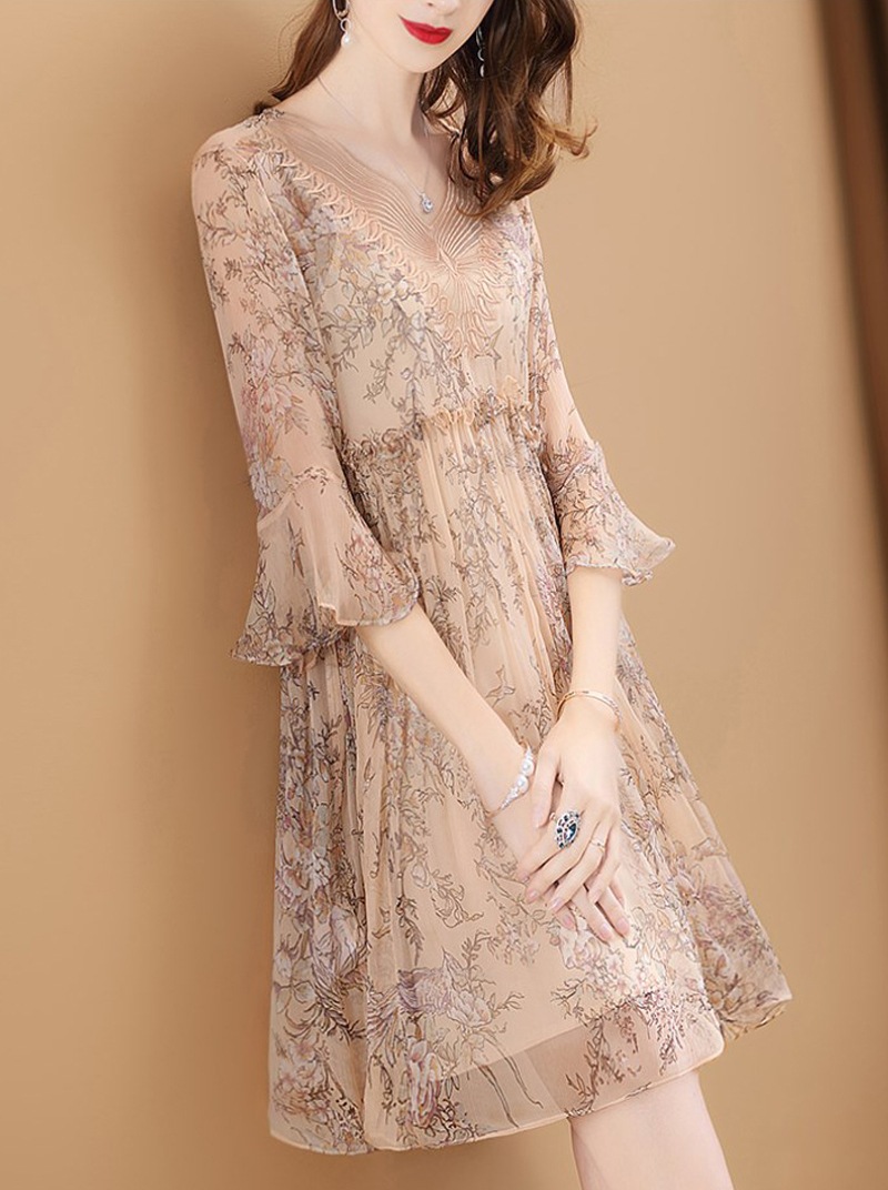 レディース ワンピース ミニ ミニ丈 膝上 7分袖 七分袖 Vネック Aライン フリル ハイウエスト レディース ワンピース ミニ ミニ丈 膝上 7分袖 七分袖 Vネック Aライン フリル ハイウエスト