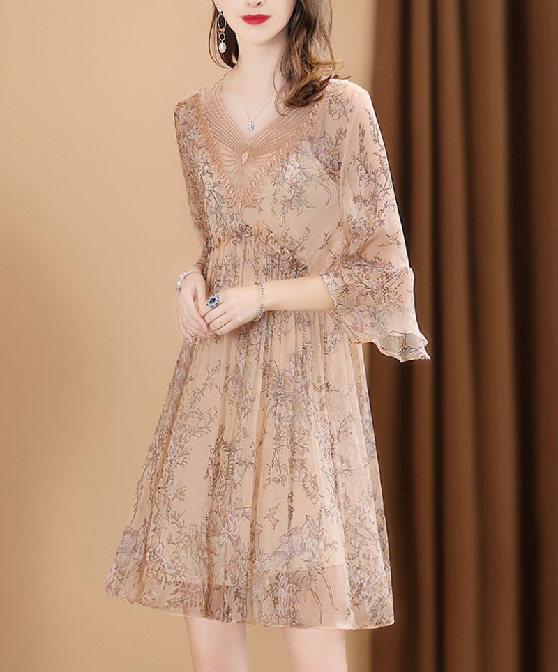 レディース ワンピース ミニ ミニ丈 膝上 7分袖 七分袖 Vネック Aライン フリル ハイウエスト レディース ワンピース ミニ ミニ丈 膝上 7分袖 七分袖 Vネック Aライン フリル ハイウエスト