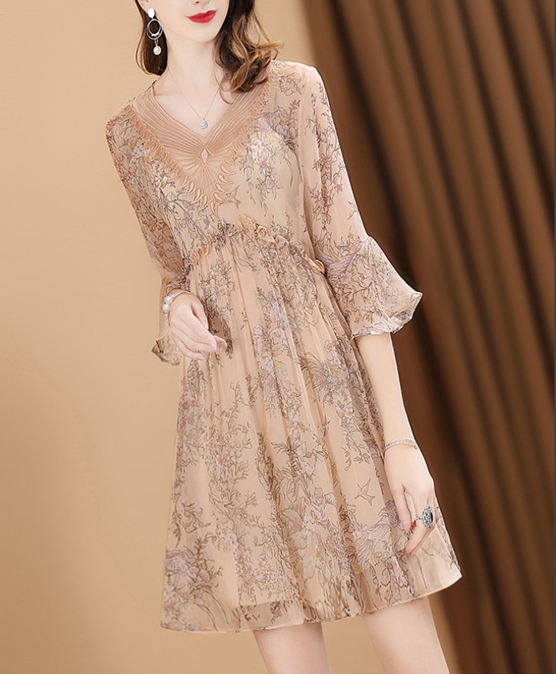 レディース ワンピース ミニ ミニ丈 膝上 7分袖 七分袖 Vネック Aライン フリル ハイウエスト レディース ワンピース ミニ ミニ丈 膝上 7分袖 七分袖 Vネック Aライン フリル ハイウエスト