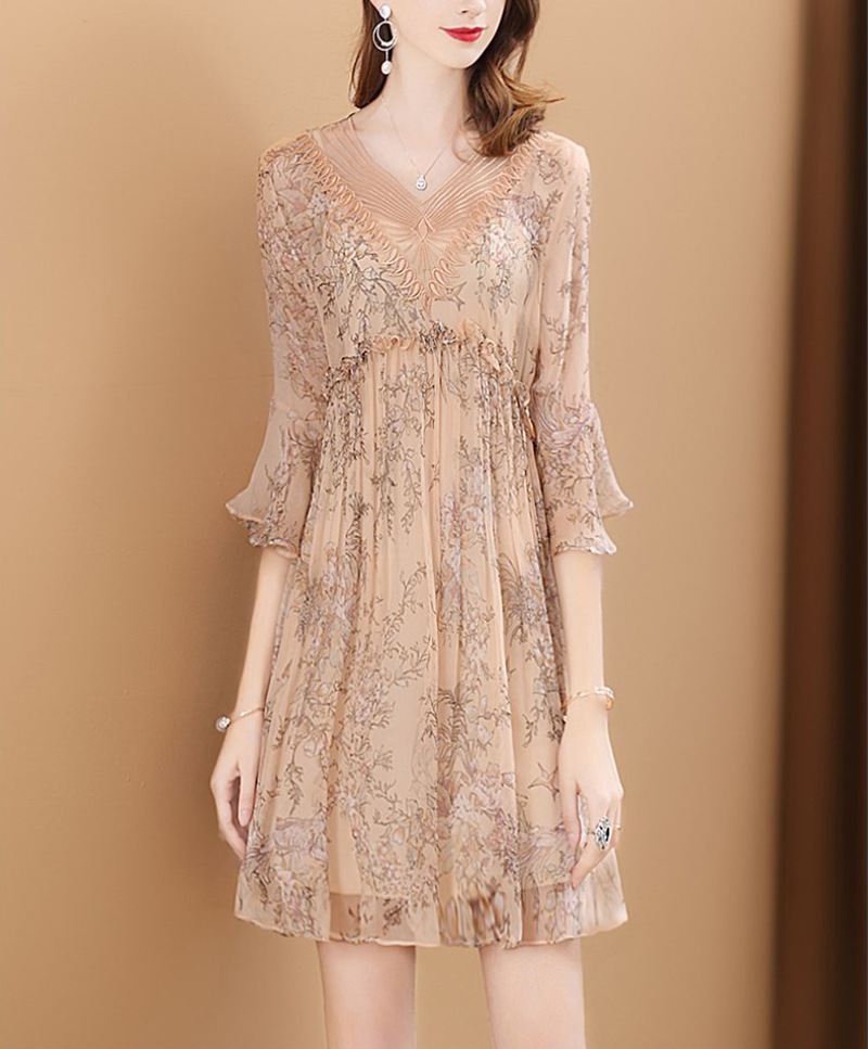 レディース ワンピース ミニ ミニ丈 膝上 7分袖 七分袖 Vネック Aライン フリル ハイウエスト レディース ワンピース ミニ ミニ丈 膝上 7分袖 七分袖 Vネック Aライン フリル ハイウエスト