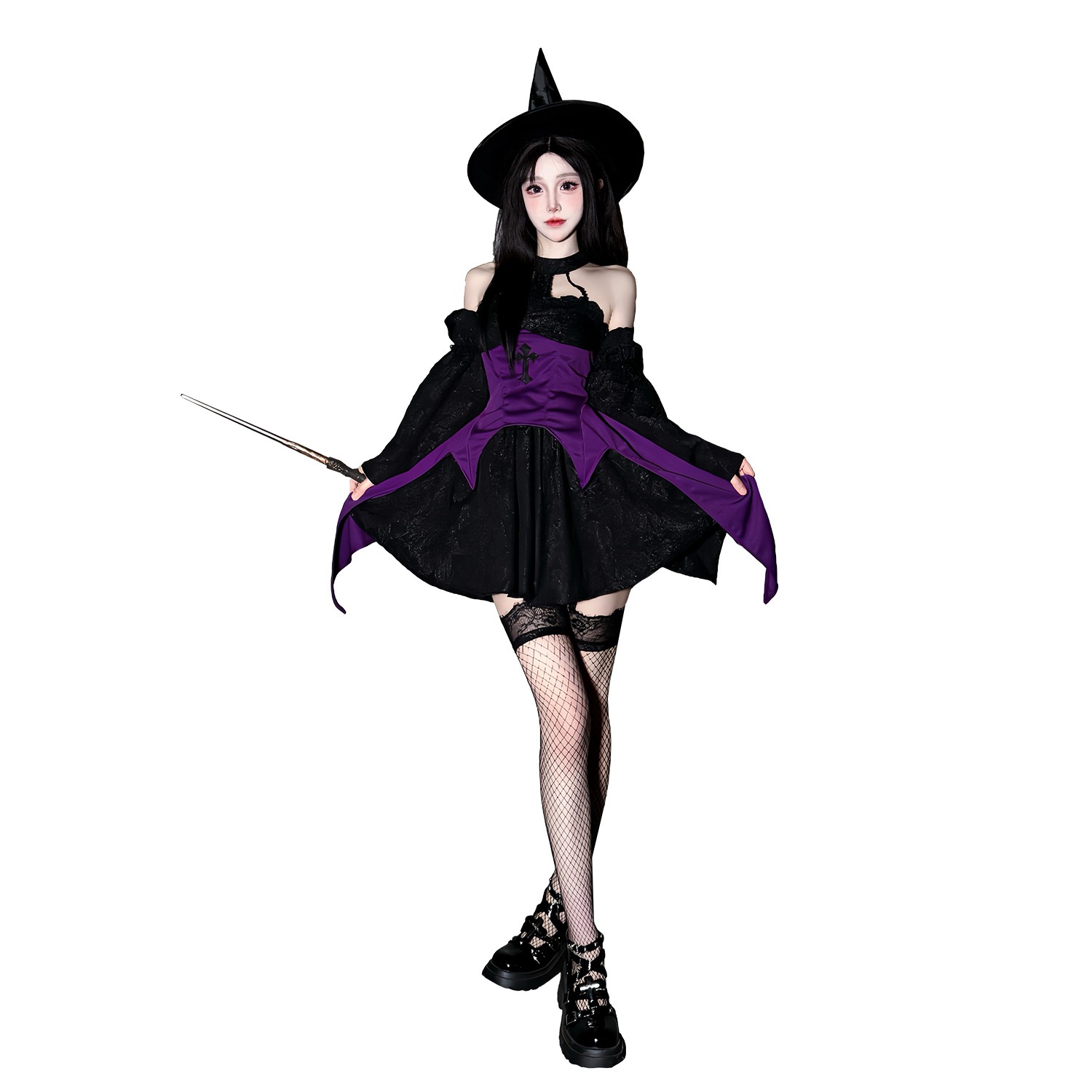 2025 ハロウィン コスチューム 魔法使い コスチューム ダーク ゴシック クロス コス 魔女 ロールプレイ ドレス