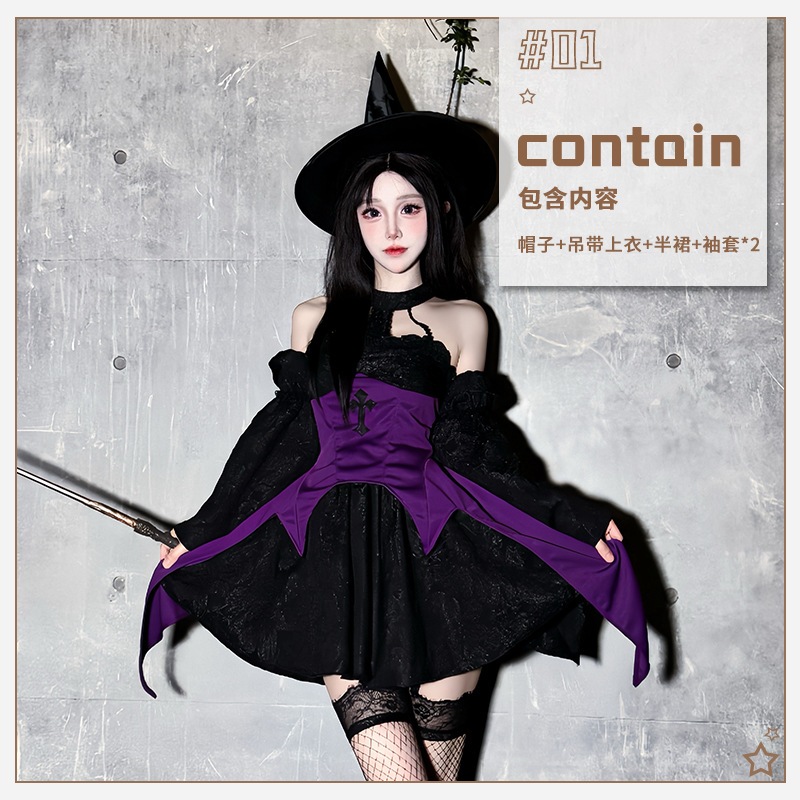 2025 ハロウィン コスチューム 魔法使い コスチューム ダーク ゴシック クロス コス 魔女 ロールプレイ ドレス