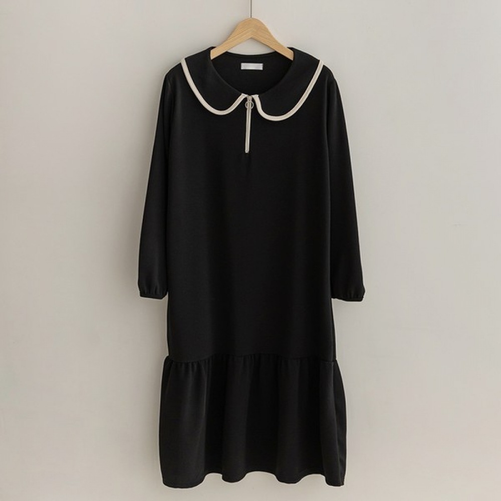 [Elysia] マディハーフジップアップカラーカラーワンピース