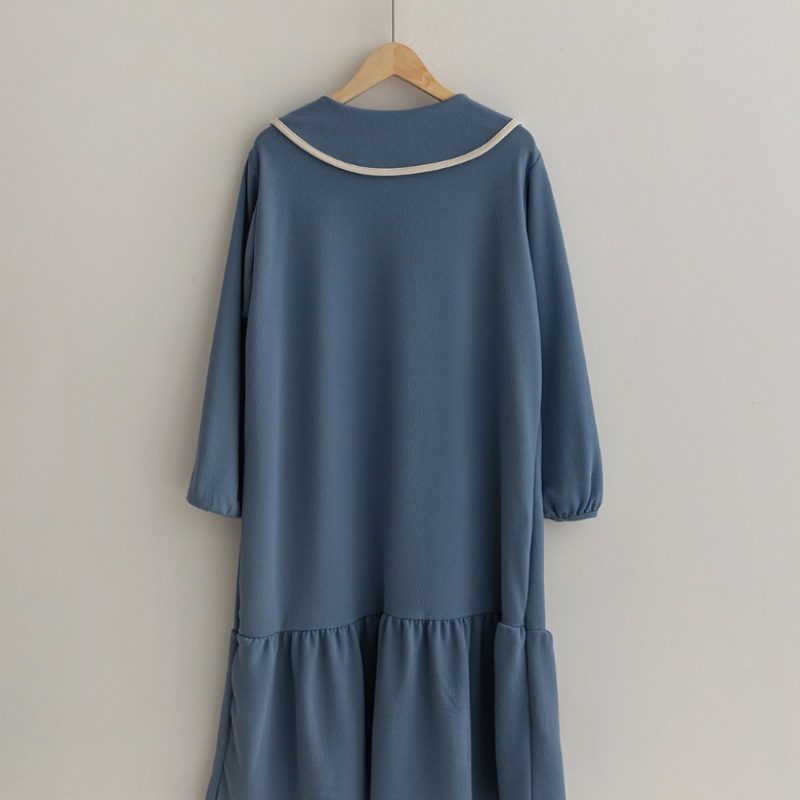 [Elysia] マディハーフジップアップカラーカラーワンピース