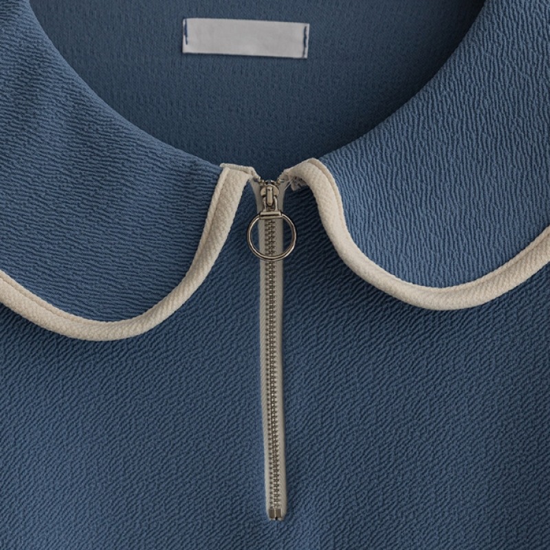 [Elysia] マディハーフジップアップカラーカラーワンピース