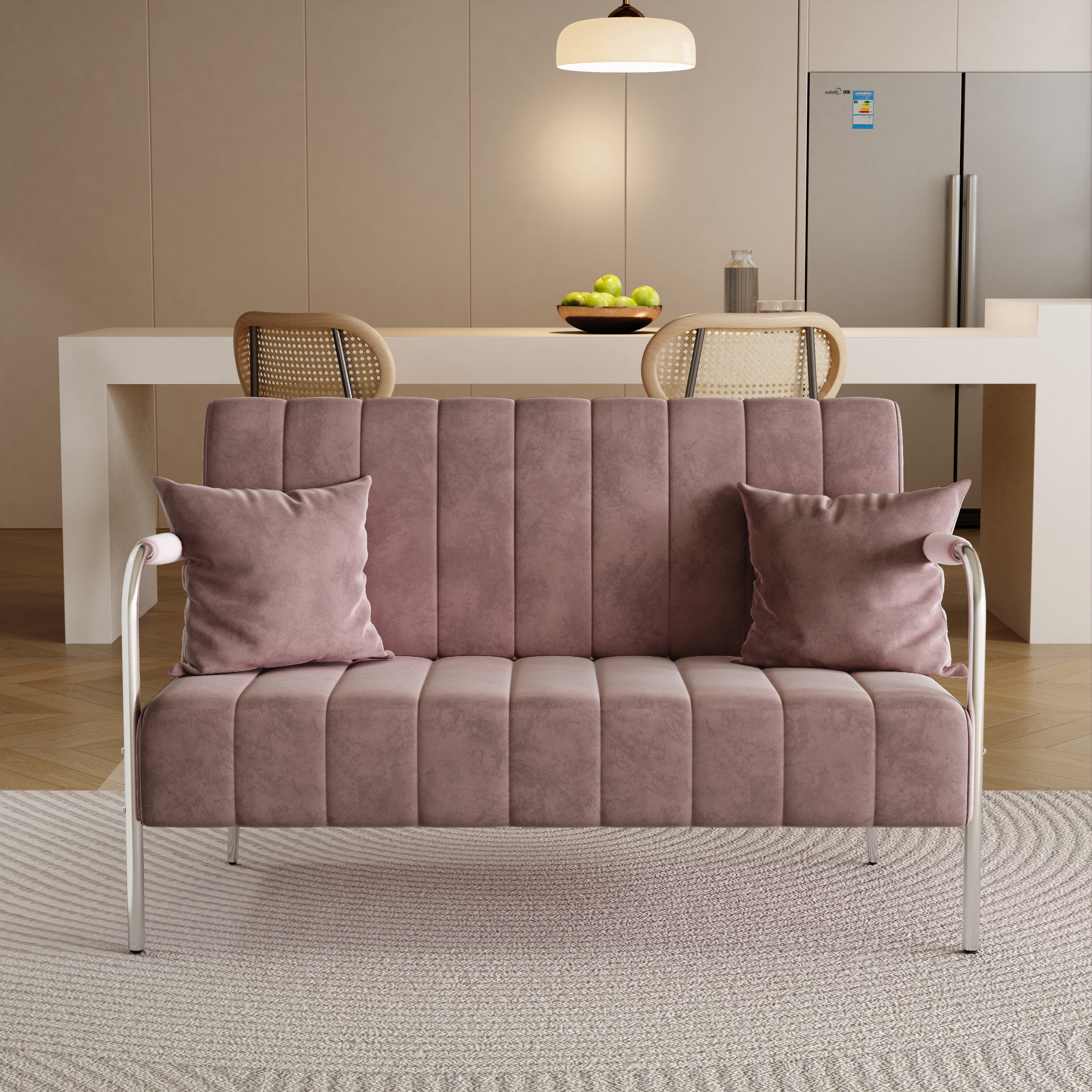 アイアンソファ鉄フレームソファ二人かけソファファブリックソファ