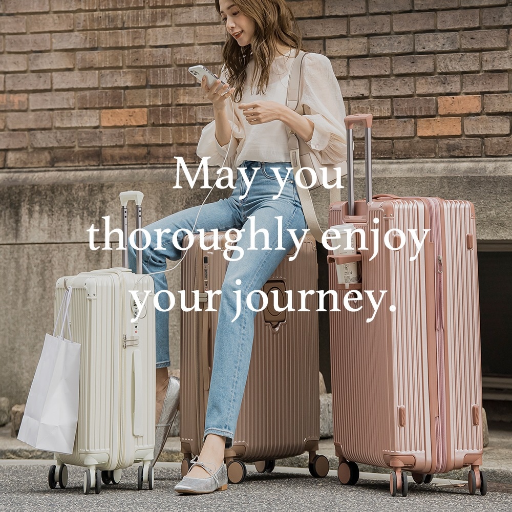 スーツケース TYPE-CUSBポート付き キャリーケース Mサイズ 3-7日用 泊まる カップホルダー付き 軽量設計 多機能スーツケース 大容量 GOTOトラベル 国内旅行 福袋 旅行母の日