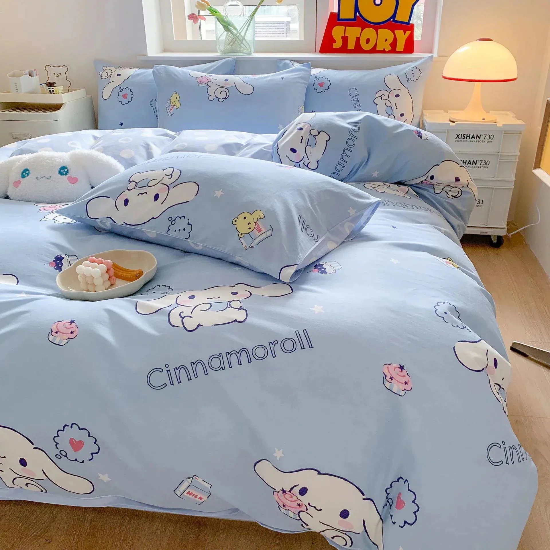 サンリオメロディー綿掛け布団カバーシングルピース漫画純綿4点セットプリント子供用かわいいシーツ寝具86