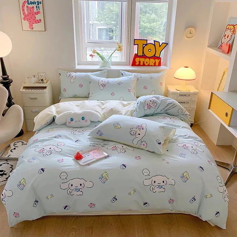 サンリオメロディー綿掛け布団カバーシングルピース漫画純綿4点セットプリント子供用かわいいシーツ寝具86