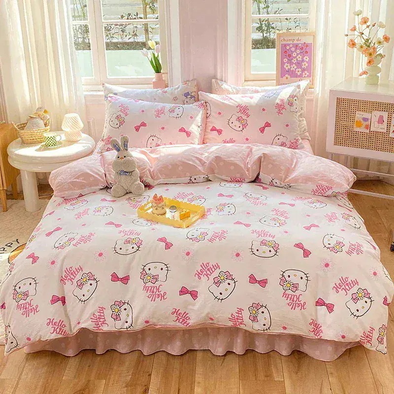 サンリオメロディー綿掛け布団カバーシングルピース漫画純綿4点セットプリント子供用かわいいシーツ寝具86