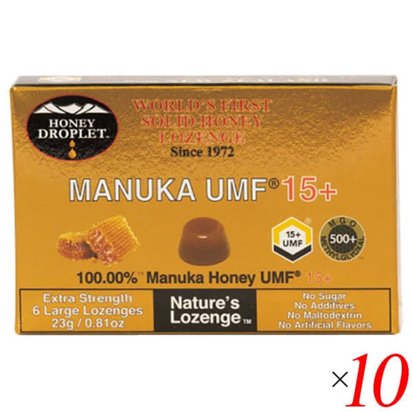 マヌカハニー キャンディ のど飴 ハニードロップレット マヌカハニーUMF15 （のど飴）23g/6粒 10個セット ハニージャパン