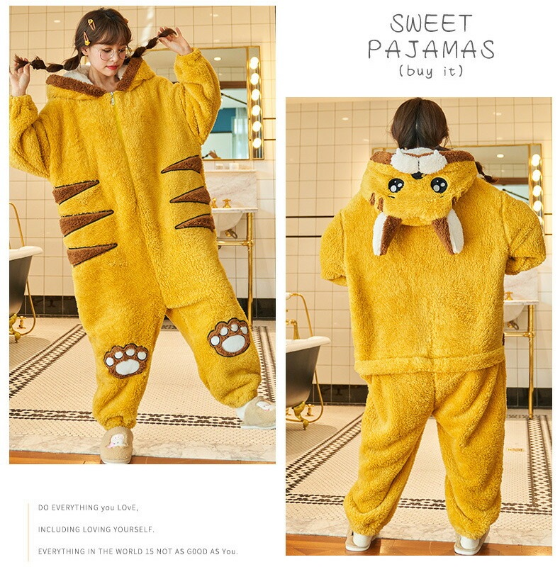 着ぐるみ パジャマ カップル ペア 大人用 ルームウェア もこもこ 動物 トラ タイガー 猫 虎 イエロー ペア 着ぐるみパジャマ お揃い もこもこ ネコ ペアパジャマ モコモコパジャマ フリース 冬