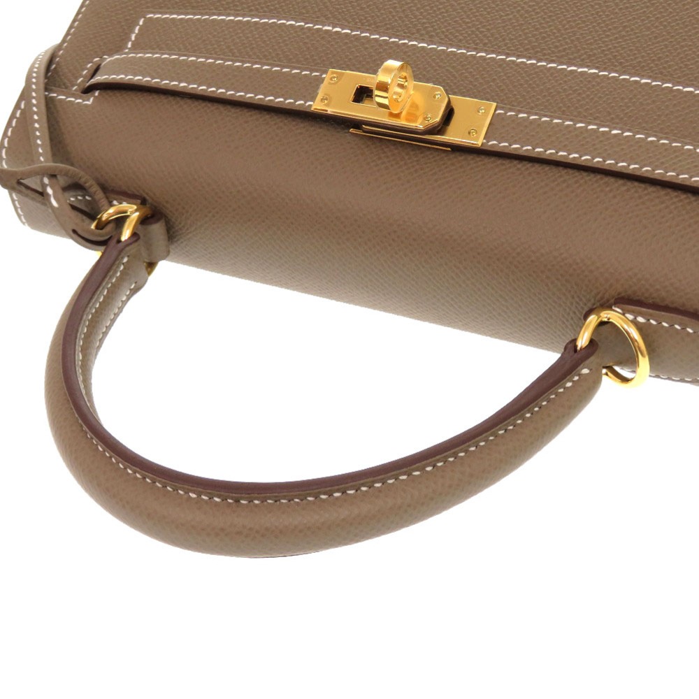 未使用品 ケリー25 外縫い ハンドバッグ ヴォーエプソン/エプソン エトゥープ K刻印 1516【中古】 レディース 未使用品 ケリー25 外縫い ハンドバッグ ヴォーエプソン/エプソン エトゥープ K刻印 1516【中古】 レディース