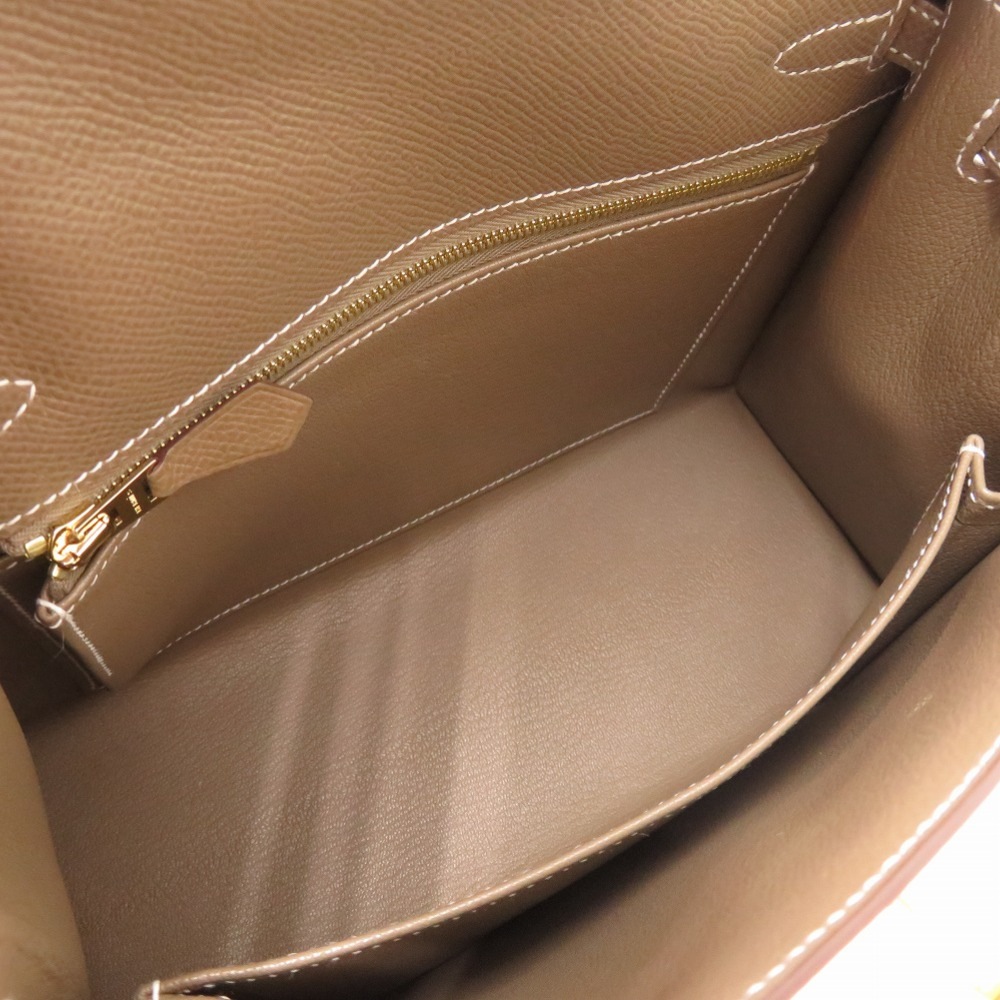 未使用品 ケリー25 外縫い ハンドバッグ ヴォーエプソン/エプソン エトゥープ K刻印 1516【中古】 レディース 未使用品 ケリー25 外縫い ハンドバッグ ヴォーエプソン/エプソン エトゥープ K刻印 1516【中古】 レディース