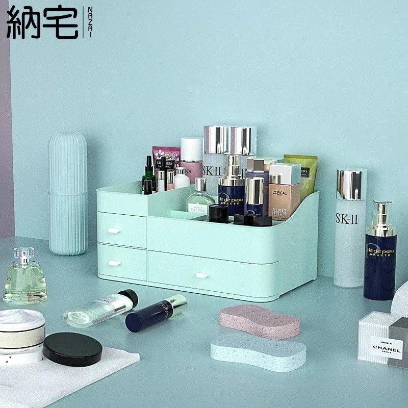 10個セットで割引価格 メガ割 新型棚宿舎デスクの上の引き出し式スキンケア用品収納プラスチックケース簡単家庭用化粧品収納ボックス kanxia2418043