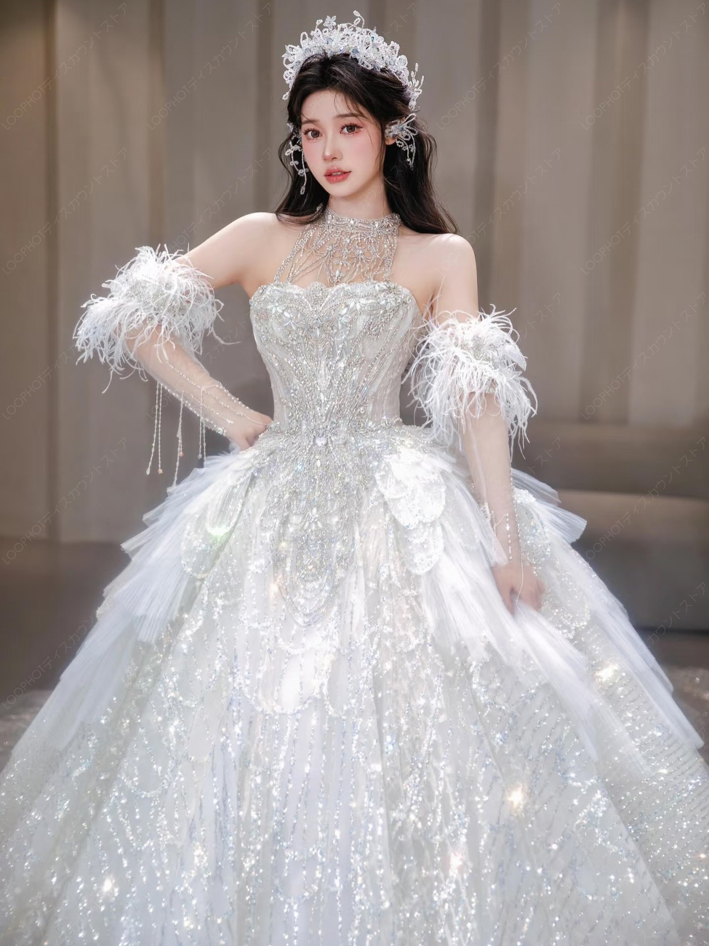 2025新作 高級感 花嫁ロングドレス ウェディングドレス 白長袖 妊婦がカスタマイズ可能 結婚式ワンピース 二次会ドレス 花嫁 パーティードレス 結婚式 ドレス 豪華宮廷風D118-95